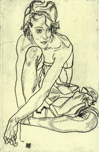 Hurkende vrouw door Egon Schiele
